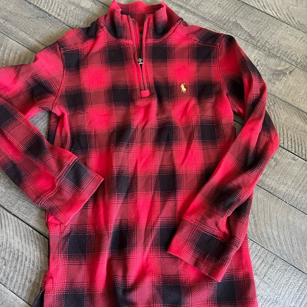 Polo by Ralph Lauren Red and Black Plaid Kids pullover size 8